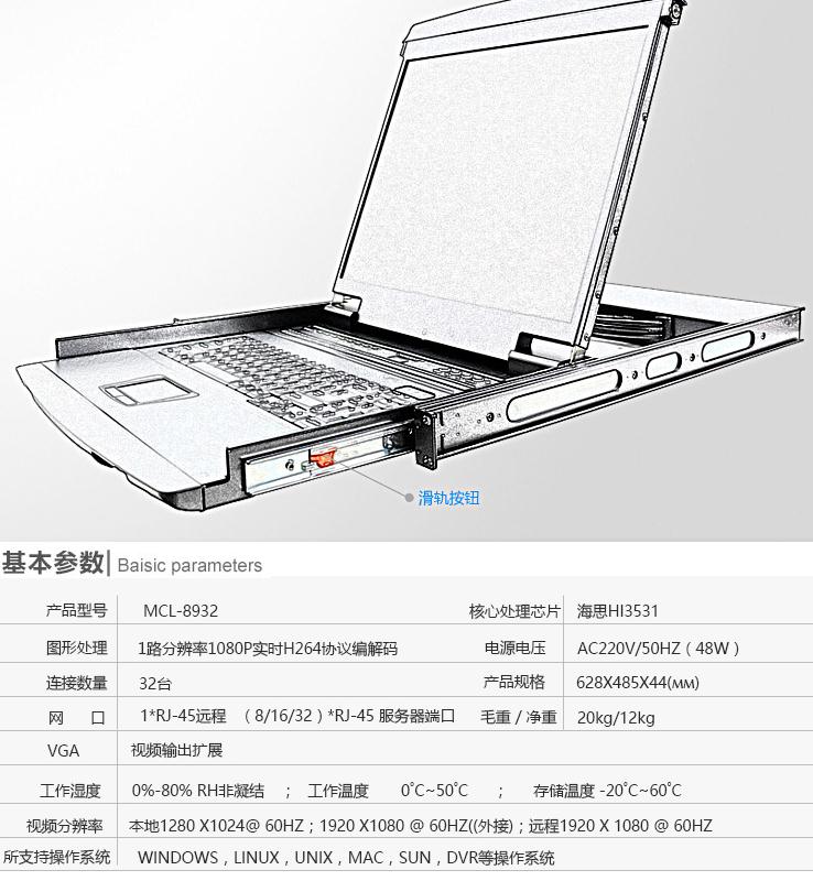 MCL-8932kvm切換器19英寸32口產品參數